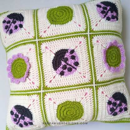 Ladybug Granny Square Pillow