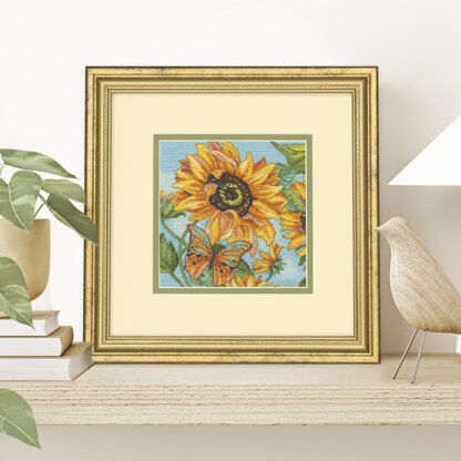 Dimensions The Gold Collection: Petite: Sunflower Garden Cross Stitch Kit - 6in x 6in
