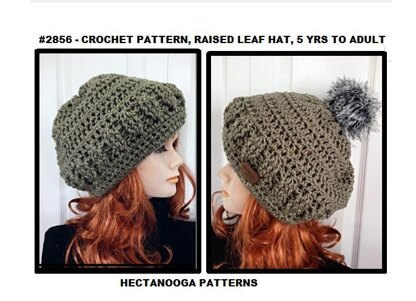 #2856 - Raised Leaf Crochet Hat