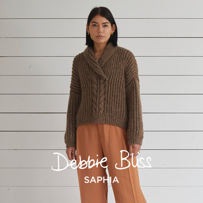 Katie Shawl Collar Sweater - Jumper Knitting Pattern for Women in Debbie Bliss Saphia