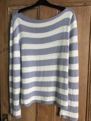 Boat neck jumper - purple and white