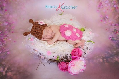 Newborn Ladybug Hat and Bottom Cover