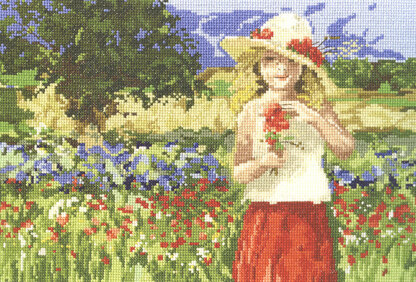 DMC Poppy Girl Cross Stitch Kit - 30cm x 20cm