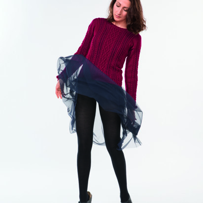 Women Round Neck Lace Sweater in Bergere de France Calinou - 60508-418 - Downloadable PDF
