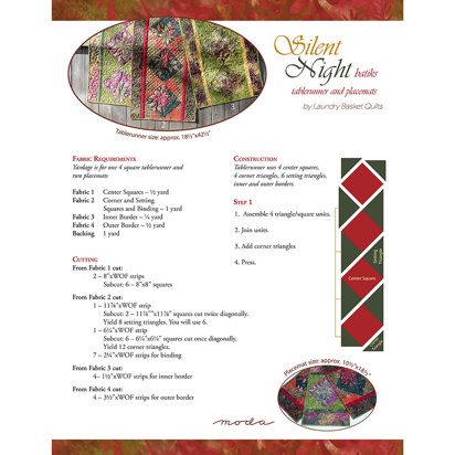 Moda Fabrics Silent Night Table Runner  - Downloadable PDF