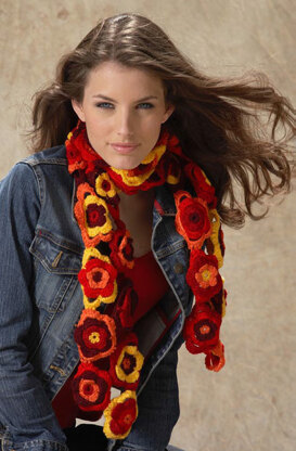 Flower Scarf in Red Heart Lisa - LW3384EN