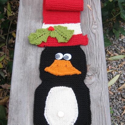 Celebrate the Season with Pengy, Scarf - knitting pattern