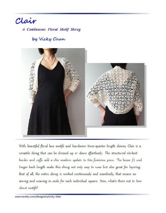 Clair - continuous motif shrug (crochet+knit)