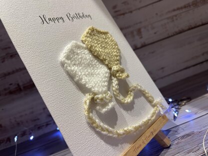 Knit and Print Birthday Balloon’s Bows Knitting Pattern Make Your Own Card PDF Instant Download