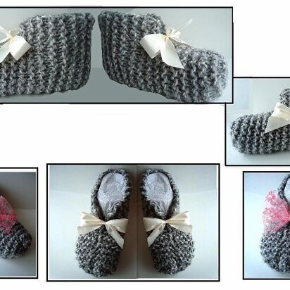 656 KNITTING PATTERN, laced short slippers, baby to adult