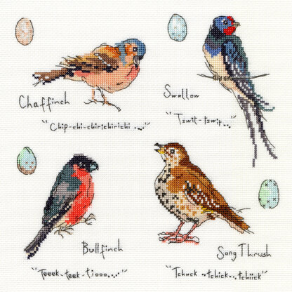 Bothy Threads Garden Birds 3 Cross Stitch Kit - 26cm x 26cm