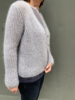 Mohair-Strickjacke in Halbpatent