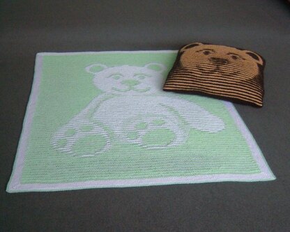 Teddy Bear Illusion Blanket and Cushion