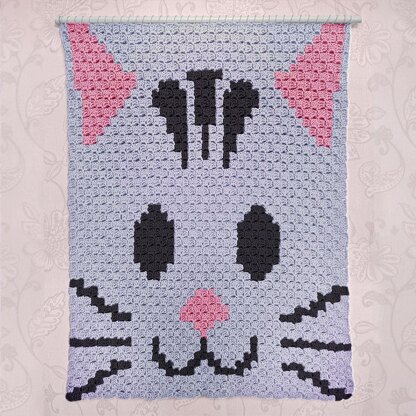 C2C Cat Face Corner to Corner Blanket Crochet pattern by Instarsia LoveCrafts