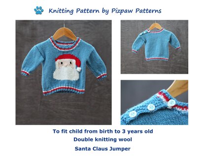 Santa Claus Jumper Knitting Pattern to fit from birth to 3 years old