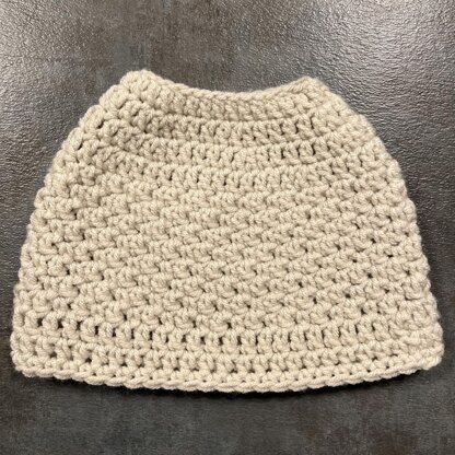 Messy Bun Seed Stitch Beanie