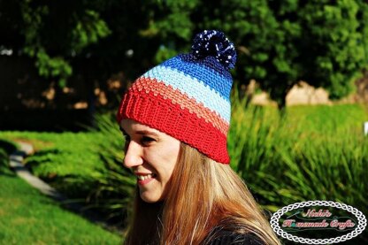 Sunset Hat with Night Sky Pom-Pom