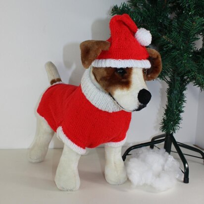 Dog Christmas Santa Hat and Coat - knitting pattern