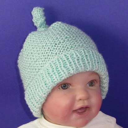 Baby Garter Stitch Topknot Beanie Hat