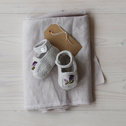 Lilac Rose Crossover Cardigan, Bear & Shoes Set - Free Layette Knitting Pattern for Babies in Debbie Bliss Baby Cashmerino