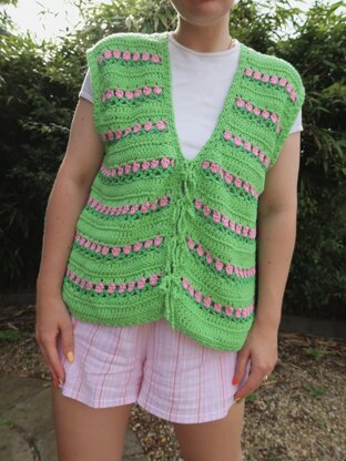Tulip stitch Flower garden vest