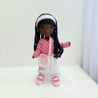 Snowboard doll pattern, amigurumi doll with clothes