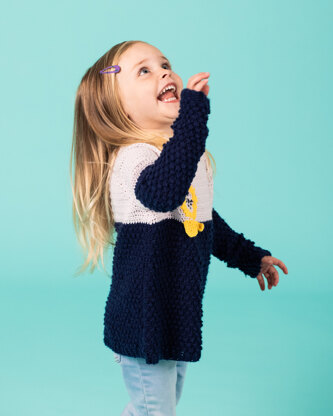 My Little Friend Jumper - Free Sweater Crochet Pattern For Babies and Children in Paintbox Yarns Baby DK by Paintbox Yarns