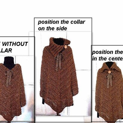 735 cowl neck poncho, cape, shawl, all adult sizes