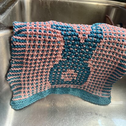 Mosaic Bunny Butt Dishcloth - knitting pattern