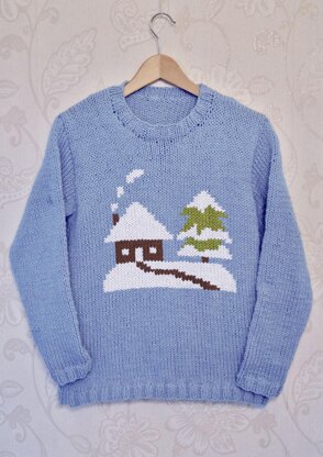 Intarsia - Winter House Chart - Adults Sweater