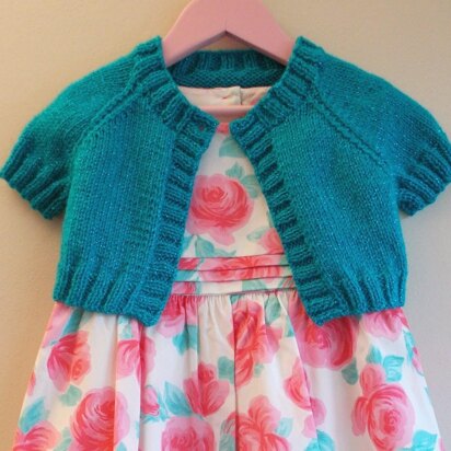 Turquoise Sparkle Girl's Short Cardigan  / Shrug