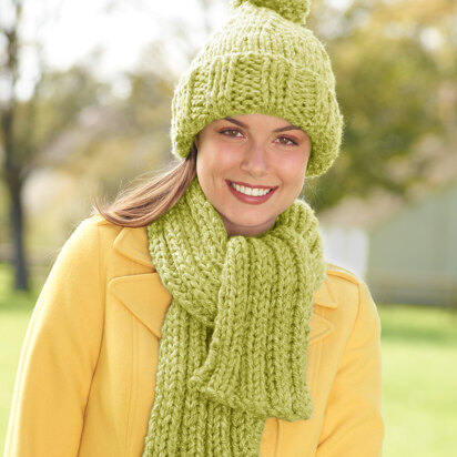 Hat And Scarf Set in Lion Brand Hometown USA - L10447B
