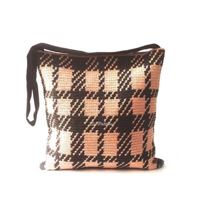 Plaid Printed Tapestry Crochet Bag