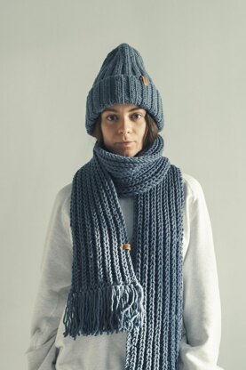 Set: High Top 2x2 Ribbed Hat and Brioche Scarf + Video