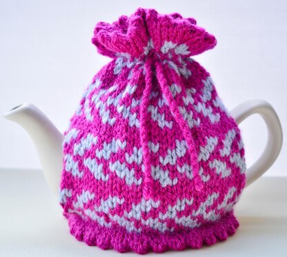 Boysenberry Fair Isle 2 Cup Teapot Cosy Knitting Pattern