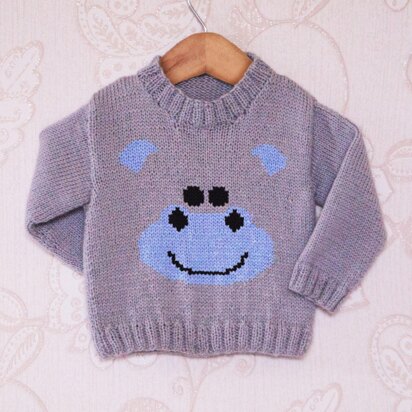 Intarsia - Hippo Face Chart - Childrens Sweater