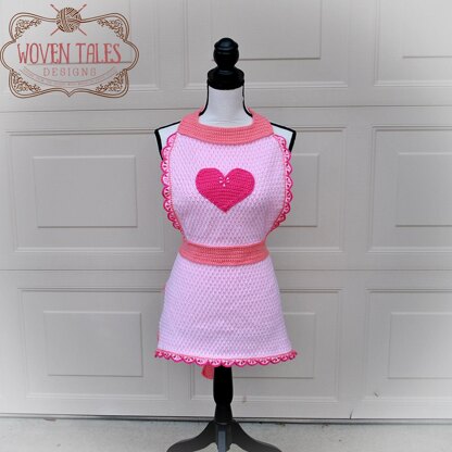 Wicked Unlined Shimmer Heart Embroidery Apron