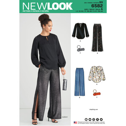 New Look 6582 Misses' Pant, Top and Clutch 6582 - Paper Pattern, Size A (10-12-14-16-18)