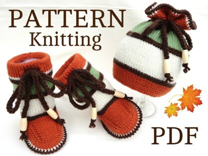 Knitted Baby Hat Baby Shoes PATTERN Baby Boy Baby Girl