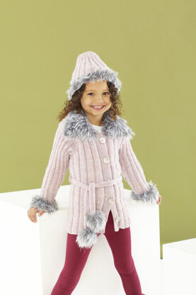 Childrens Jacket, Gilet, Headband, Boot Toppers, and Hat in King Cole Fashion Aran and Luxury Fur in King Cole - 5444 - Leaflet