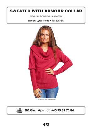 Sweater With Armour Collar in BC Garn Semilla Fino & Semilla Grosso - 2287BC - Downloadable PDF