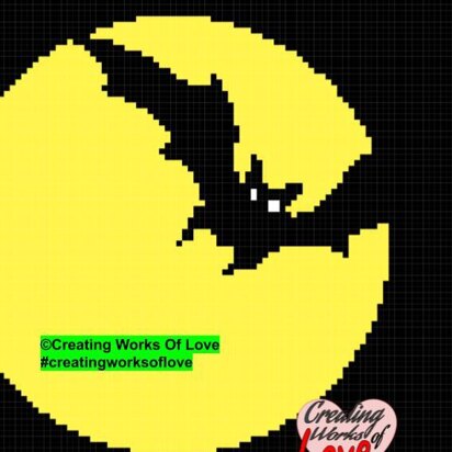 Halloween Bat Over Moon C2C Graph