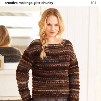 Lace Yoke Sweaters & Snood in Rico Creative Melange Glitz Chunky - 194