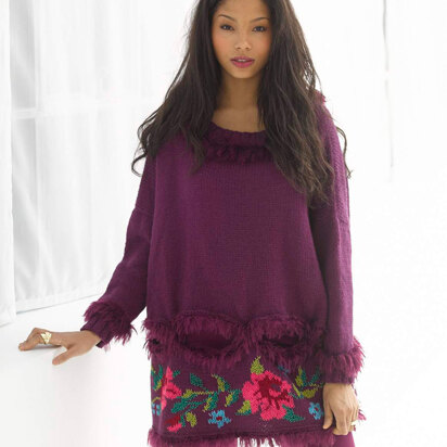 Embellished Pullover in Lion Brand Wool-Ease and Romance - L32141