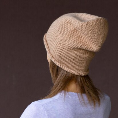 Knitting Pattern Rolled Brim Slouchy Beanie