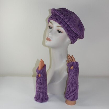 Garter Stitch Beret and Fingerless Gloves