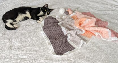 Subtle ridges color block crochet blanket