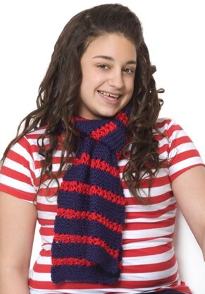 Heroic Stripes Knit Scarf in Red Heart Soft Solids - LW2607