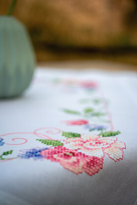 Vervaco Flowers & Butterflies Tablecloth Cross Stitch Kit - 80cm x 80cm