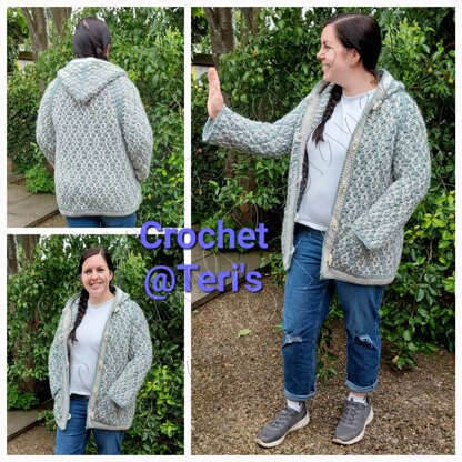 Chunky Diamond Mosaic Duffel Coat